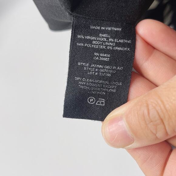 Theory 10 Black Blue Jatinn Geometric Plaid Tile Print Shift Dress Short Sleeve - Picture 10 of 11